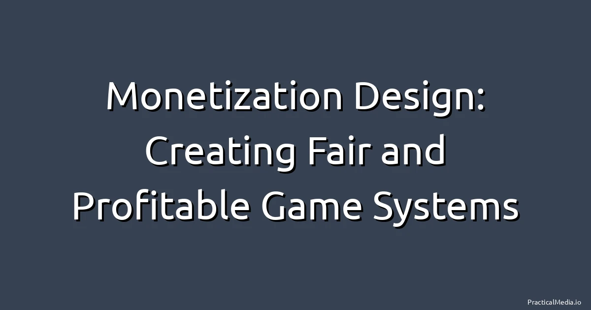 Monetization Design: Creating Fair and Profitable Game Systems